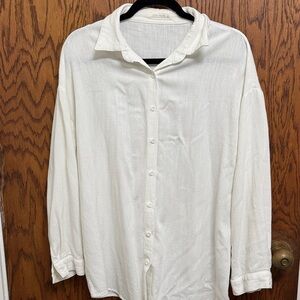 White Linen Button-Up Shirt